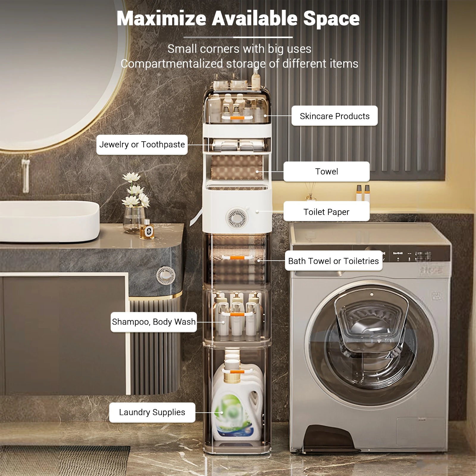 The Urban Slim Gap Storage Cabinet for Kitchen & Bathroom