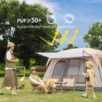 10 Person Camping Tent, Waterproof Windproof Sun Protection, 210D Oxford Fabric, 3 Season, Lightweight, 2 Room 1 Living Room